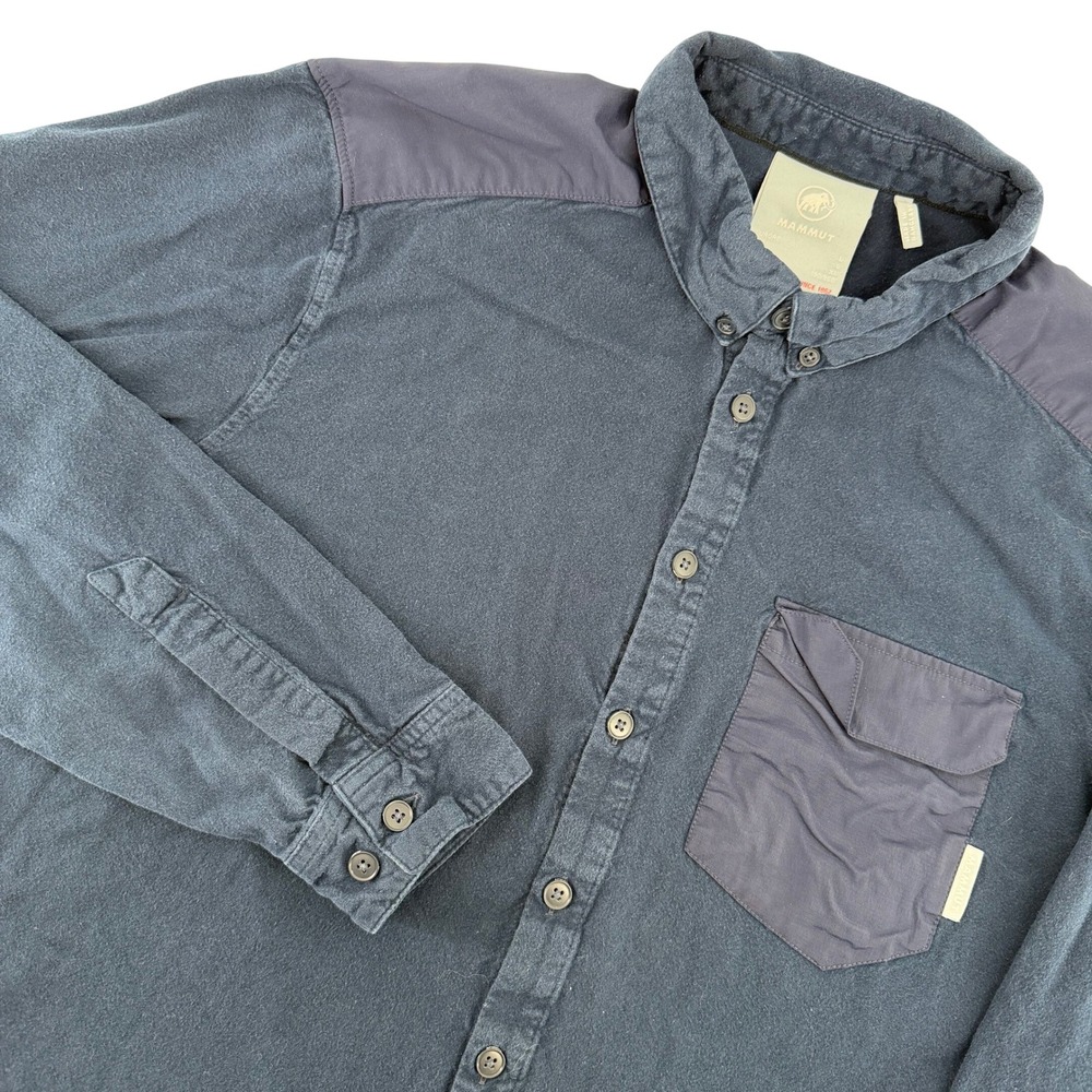 Mammut Men's Long Sleeve Button Down Shirt Navy Blue‎ L Outdoor Gorpcore Swiss